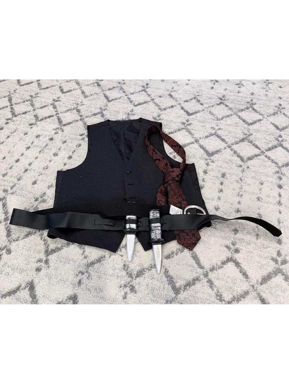 Halloween vest, tie and weapon belt